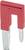 Red fuse with two metal pins. Used for electrical protection in various devices and circuits.