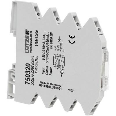 A device profile of an electronic module with print '750320', technical specifications, and 'Made in Germany' indication.