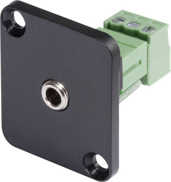 Hicon HI-J35SEFD-S 3.5 mm audio jack Sleeve socket, straight pins Number of pins: 3 Stereo Black 1 pc(s)
