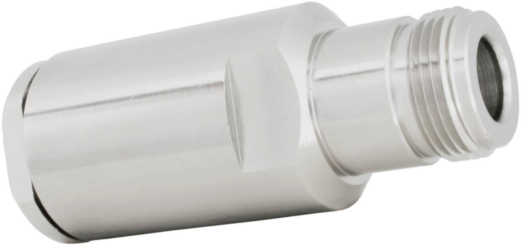 Cylindrical metal component with a threaded end. Suitable for use in industrial or mechanical engineering applications.