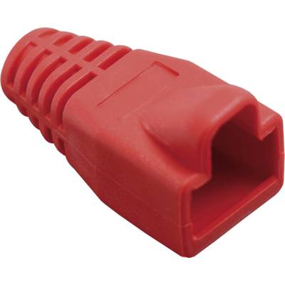 Red plastic RJ45 port cover that serves as a protective cap. It has a ribbed surface and a square end for secure grip.