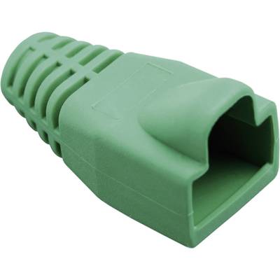 Green plastic connector with ribbed grip and rectangular connection. Suitable for use in cable connections and technical applications.