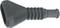 'Black rubber grommet with a ribbed shaft and wide end, suitable for various technical applications.'