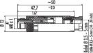 Technical drawing of a holder with dimensions: Total length 50 mm, width 42.7 mm, height 5 mm. Thread: M6 x 1.