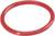 A red rubber sealing ring, round and flat, on a white background.