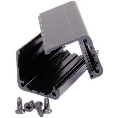 Grey plastic profile, formed at a right angle, with three screws beside it. It appears to be used as mounting accessories.