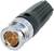 A coaxial BNC connector with a black plastic sheath and metallic tip, suitable for video or network cable connections.
