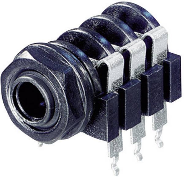 Rean AV NYS 219 6.35 mm audio jack Socket, horizontal mount Number of pins: 3 Stereo Black 1 pc(s)
