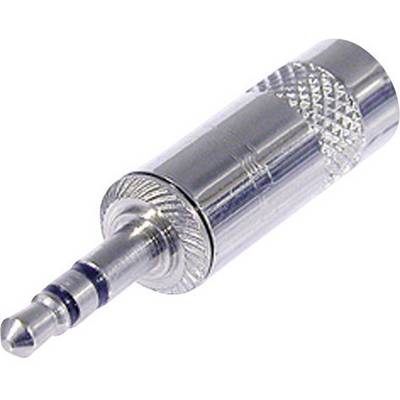 Close-up of a silver 3.5 mm jack plug, typically used for audio connections.