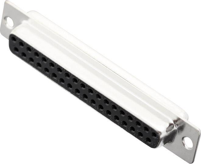 'Close-up of a silver, rectangular connector with multiple small holes, used for electronic devices.'