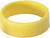 Yellow plastic ring in close-up, simple design, could be used as a seal or gasket.