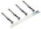 Four metal rods arranged on a flat strip with holes, presumably part of a mounting system or bracket.