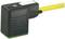 Socket with yellow cable, rectangular black casing, small company logo at the top. Used in electrical applications.