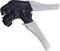 Hand crimping pliers with white handles, used for electrical connections. Top surface marked with 'Amphenol' and model number.