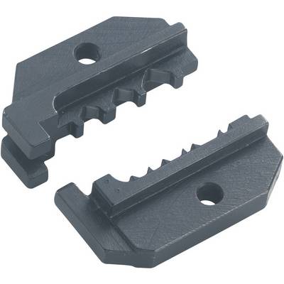 'Two black, gear-like metal parts with central fixing holes. Suitable for gripping or holding objects.'