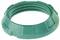 Green plastic screw cap ring, viewed from above. It has a ribbed design and a matte surface.