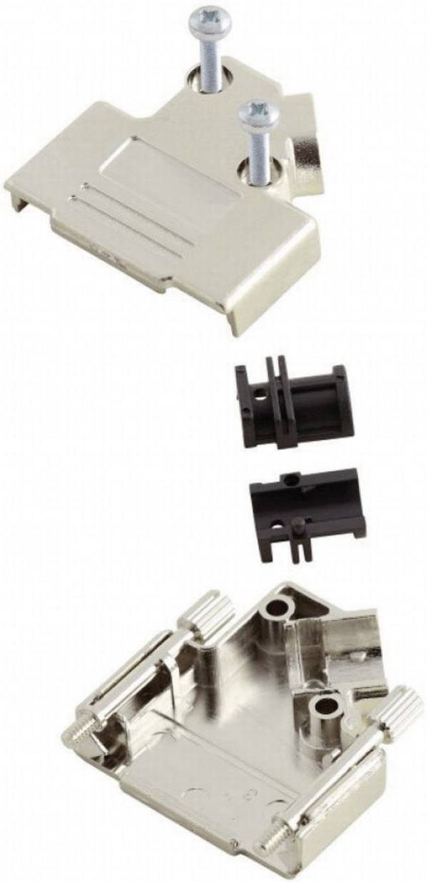 MH Connectors MHD45PK-9-K 6560-0146-11 D-SUB housing Number of pins: 9 Plastic, metallised 45 ° Silver 1 pc(s)