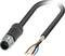 A black cable with a metal plug on the right side of the image, with stripped ends in white, brown, blue and black colours on the left.