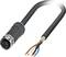 Cable with an M12 plug on the left-hand side and four isolated wire ends on the right-hand side, suitable for industrial applications.