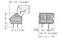 Technical drawing of a switch with dimensions. Front view: height 13 mm, width 9.3 mm. Side view shows 7.5 mm length.