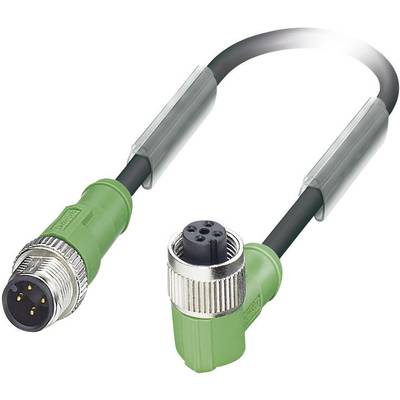 Green connecting cable with round plugs at both ends, showing detailed view of connections. Suitable for industrial applications.