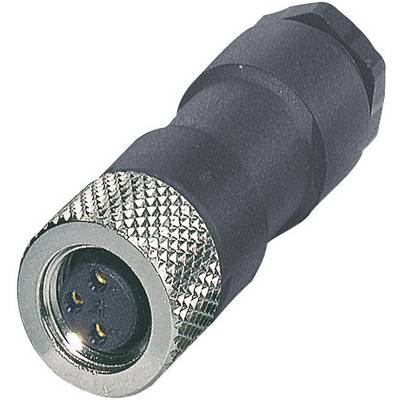 A black connector with metal threading, suitable for electrical connections. Contains several gold-coloured contacts internally.