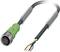 Green connecting cable with metal plug on the left and stripped wires on the right. Suitable for electrical applications.