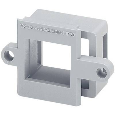A rectangular grey plastic frame, possibly a component or housing mount, with two screw holes on the sides.