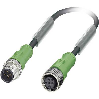 'A green M8 connector cable, with male and female connectors, used for industrial connections.'