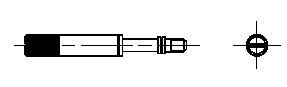 'Sketch of an audio jack plug, side and front view, showing details for technical applications.'