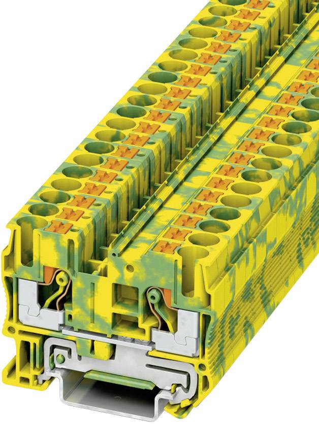 Yellow-green patterned electrical terminal block module with multiple connection points for wire connections; demonstrates industrial design.