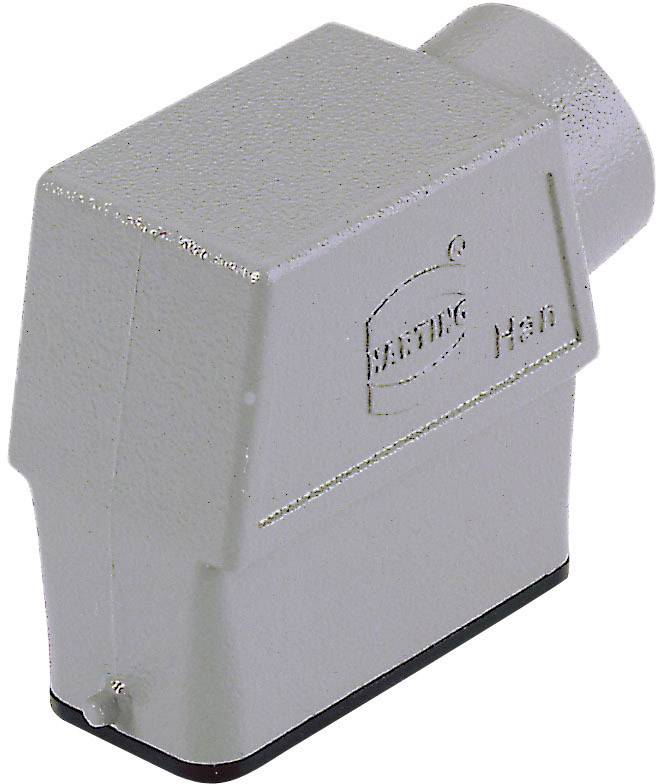A grey rectangular electrical connector housing with bevelled edges, bearing the marking 'Harting Han'.