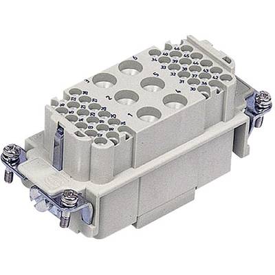 'Industrial multi-pin connector with numbered pin inputs. Grey plastic housing with side screw fastenings.'