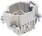 A rectangular connector housing insert with screw terminals, beige in colour, suitable for electrical connections up to 600V, 10A.
