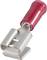 A tile adhesive spreader with a red handle, made of metal, for aligning tiles.