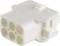 A white plastic plug with six round connectors, suitable for electrical connections.