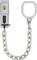 Metal chain lock with chain for additional door security, silver-coloured, suitable for indoor use.