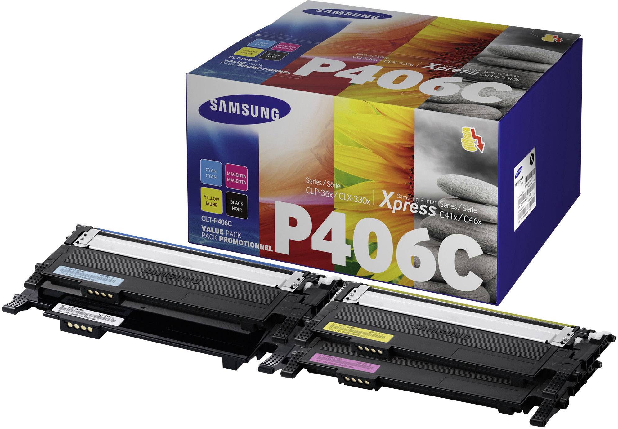 Samsung CLT-P406C SU375A Toner cartridge Set Black, Cyan, Magenta, Yellow 1500 Sides Original Toner cartridge combo pack