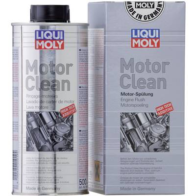Two cans of Liqui Moly Motor Clean with printed text 'Made in Germany'. Motor care product for engine cleaning.