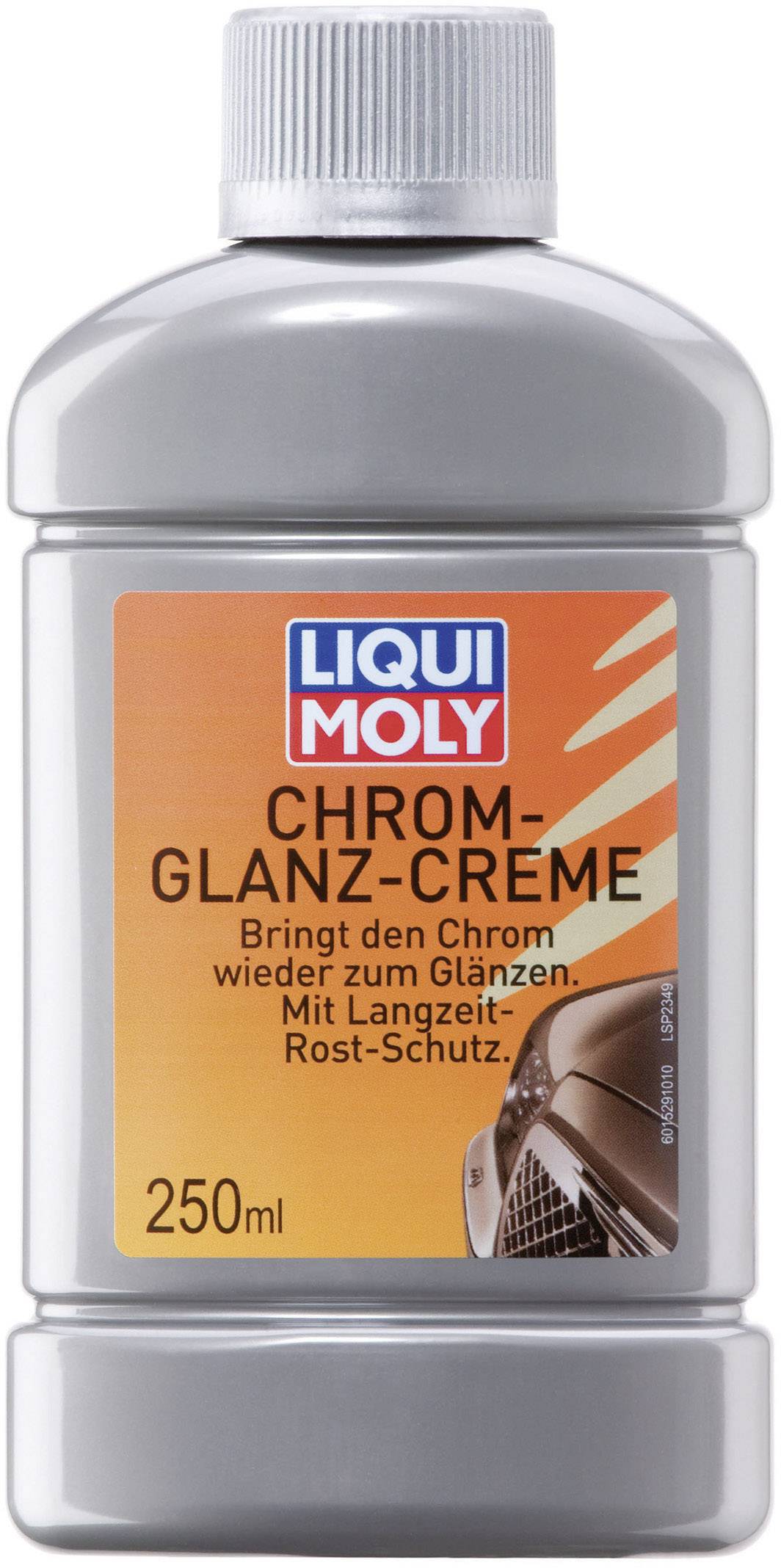 Chrome Shine Cream by Liqui Moly, 250ml. Label text: 'Restores chrome to a brilliant shine. With long-lasting rust protection.'