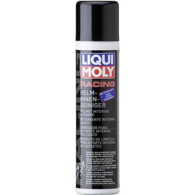 Cylindrical bottle of Liqui Moly Racing Helmet Interior Cleaner with multilingual labelling. Ideal for cleaning helmet lining.