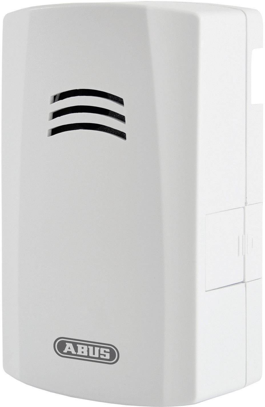 A white ABUS motion sensor with ventilation slots and a discreet, rectangular shape.