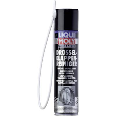 A black spray can with the label 'Throttle Body Cleaner' by Liqui Moly. Primarily used for cleaning throttle bodies.