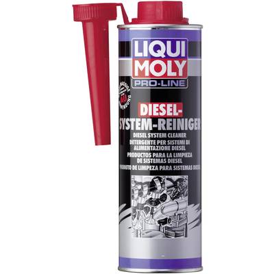 A tin of Liqui Moly Diesel System Cleaner with a red pourer, for cleaning diesel systems.