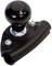 Black steering assistance handle attached to a mount, for installation on steering wheels, makes vehicle steering easier for people with limited mobility.