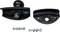 Two black plastic tensioners with knurled structure, one with a ball handle, alongside two matching metal screws.