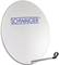 Satellite dish with 'SCHWAIGER' logo in blue. White background, mounting arm at the bottom.