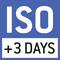 'ISO +3 DAYS' displayed in blue and white text on a blue background.