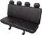 'A black upholstered car bench seat with four integrated headrests. The bench seat provides space for four people.'