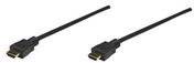 Two black HDMI cables with plugs in close-up.